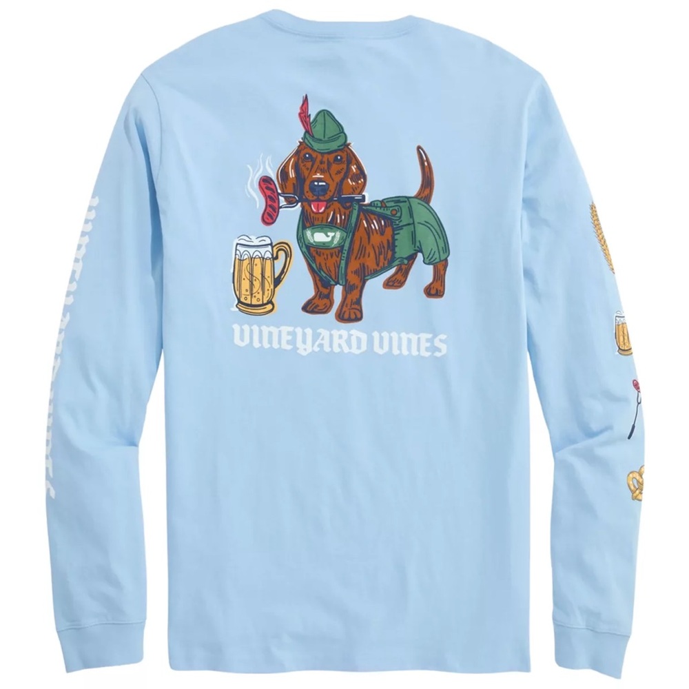 Vineyard Vines Oktoberfest Light Blue Long Sleeve Tee Size Small